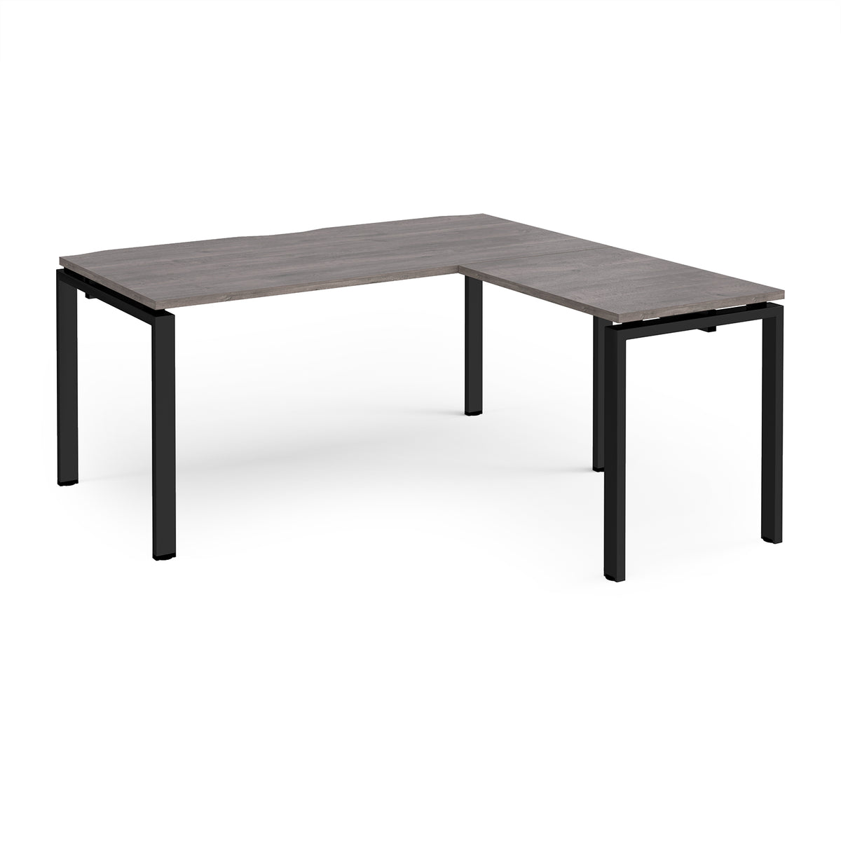 Adapt desk 1600mm x 800mm with 800mm return desk - black frame, Grey Oak Top - view 1