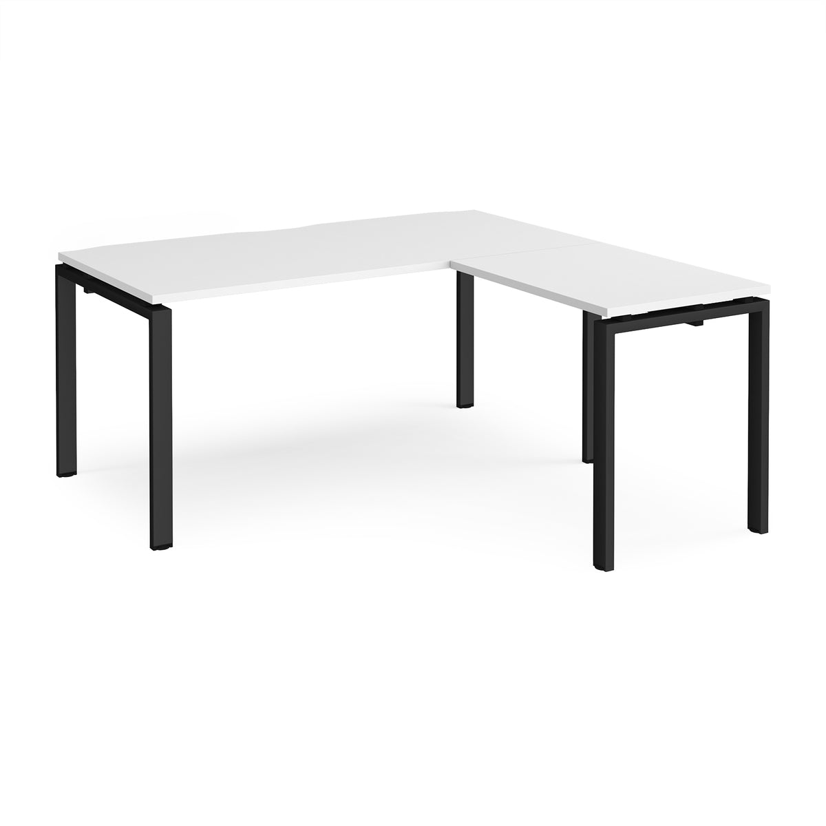Adapt desk 1600mm x 800mm with 800mm return desk - black frame, White Top - view 1