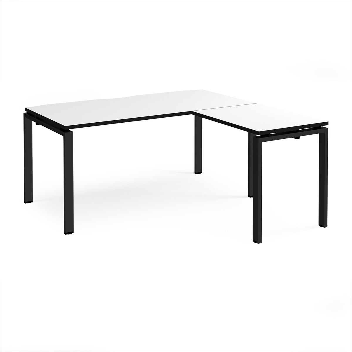 Adapt desk 1600mm x 800mm with 800mm return desk - black frame, White Top, black edge - view 1