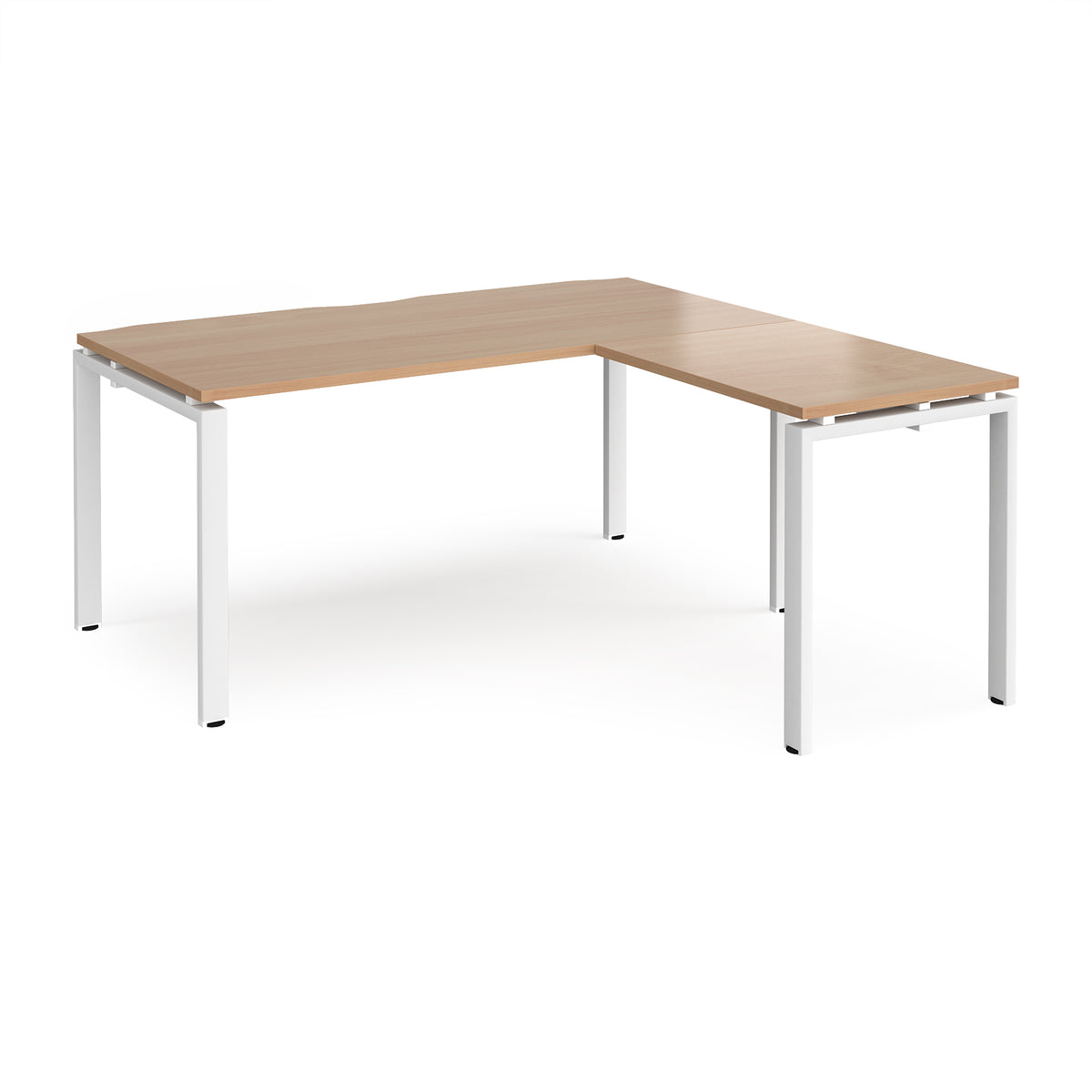 Adapt desk 1600mm x 800mm with 800mm return desk - white frame, Beech top - view 1