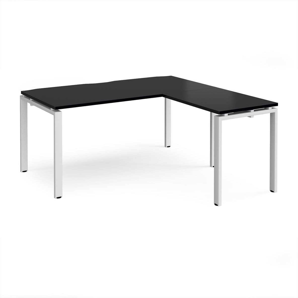 Adapt desk 1600mm x 800mm with 800mm return desk - white frame, black top - view 1