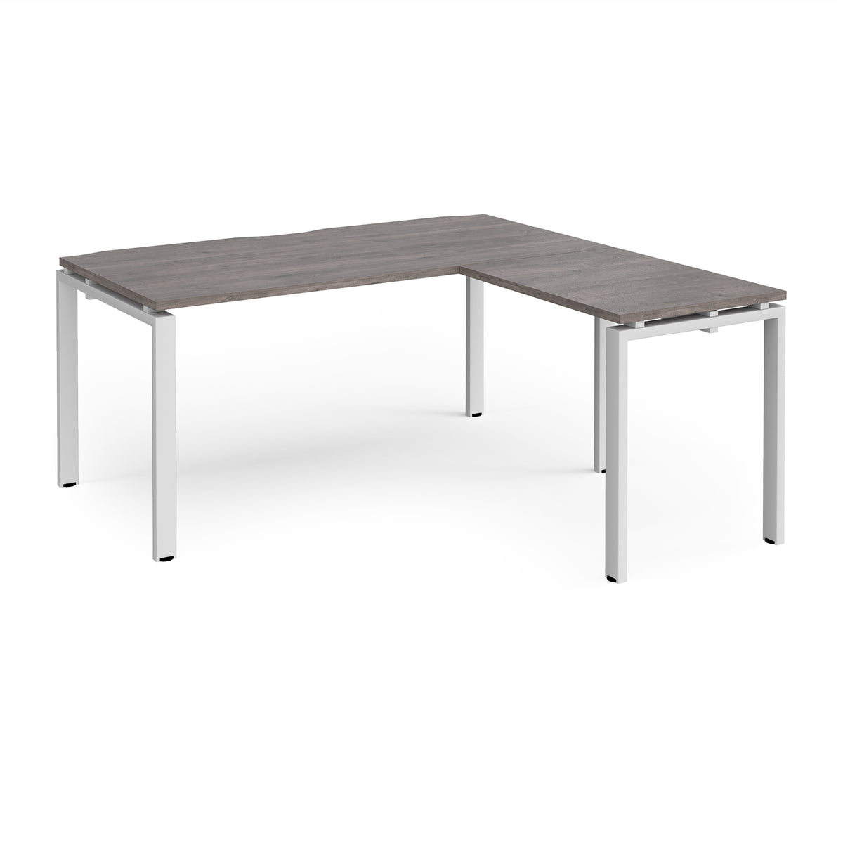 Adapt desk 1600mm x 800mm with 800mm return desk - white frame, Grey Oak Top - view 1