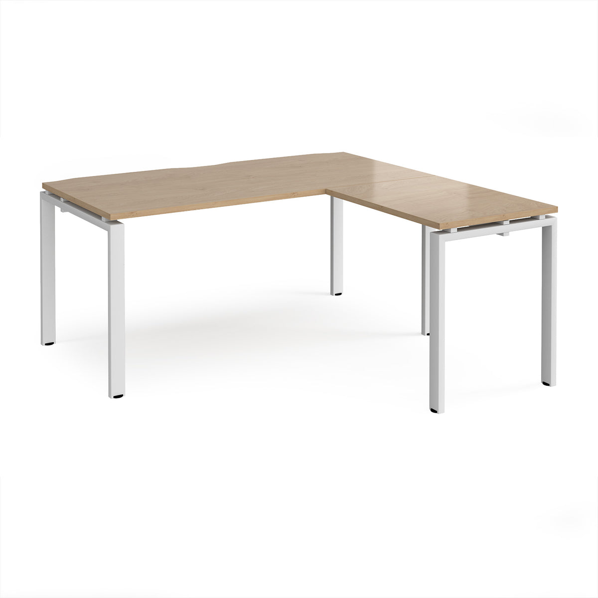 Adapt desk 1600mm x 800mm with 800mm return desk - white frame, Kendal Oak Top - view 1