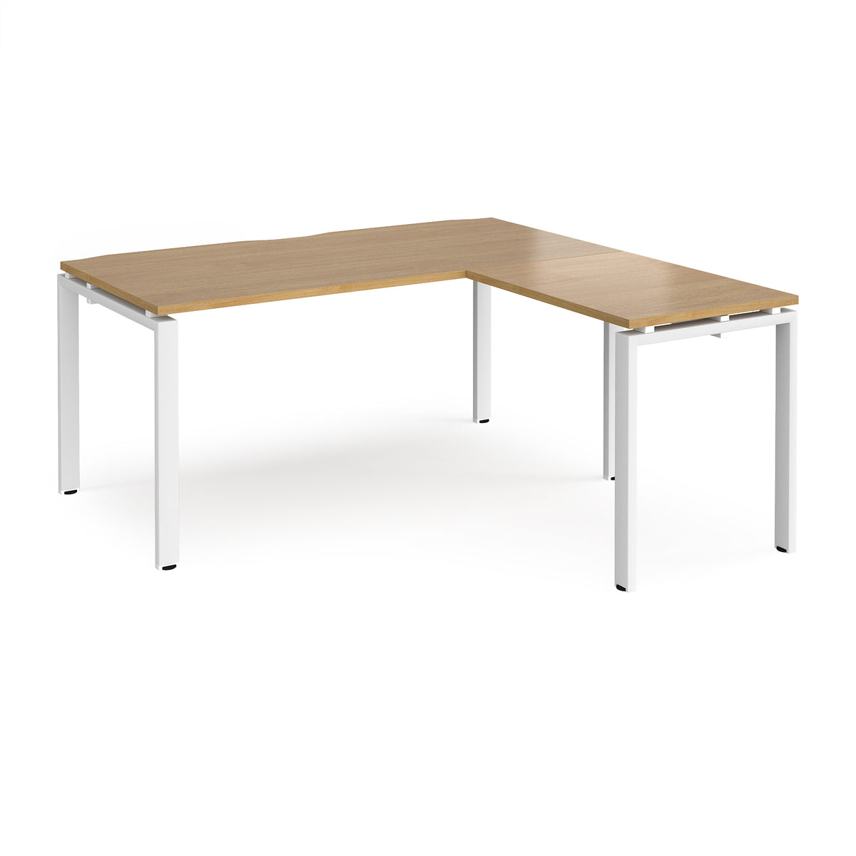 Adapt desk 1600mm x 800mm with 800mm return desk - white frame, Oak Top - view 1