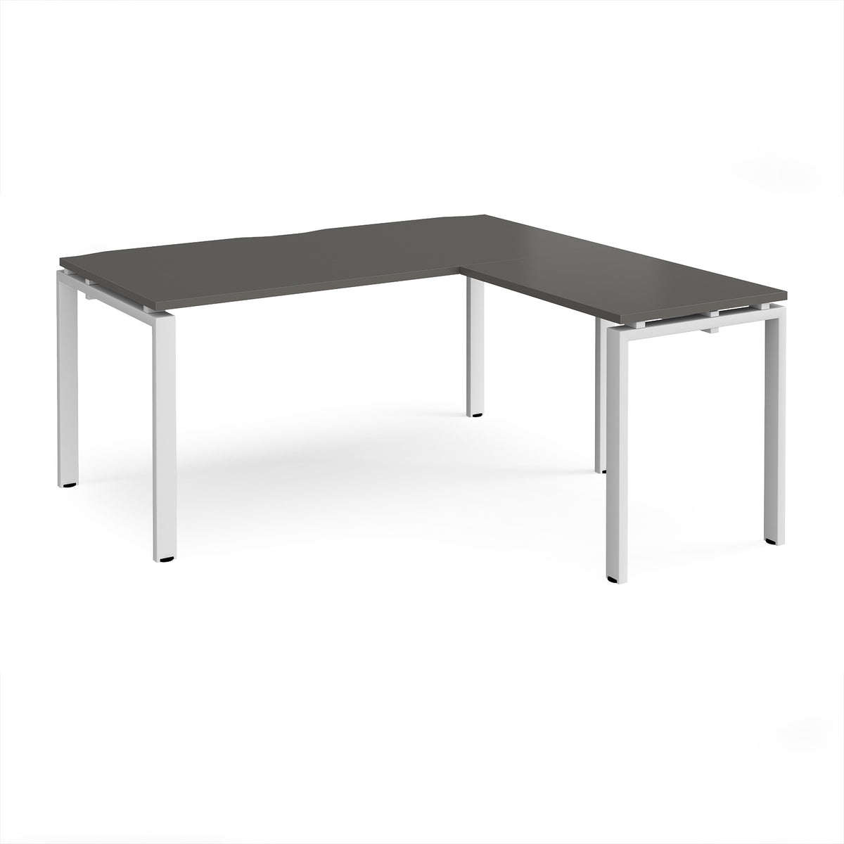 Adapt desk 1600mm x 800mm with 800mm return desk - white frame, storm grey top - view 1