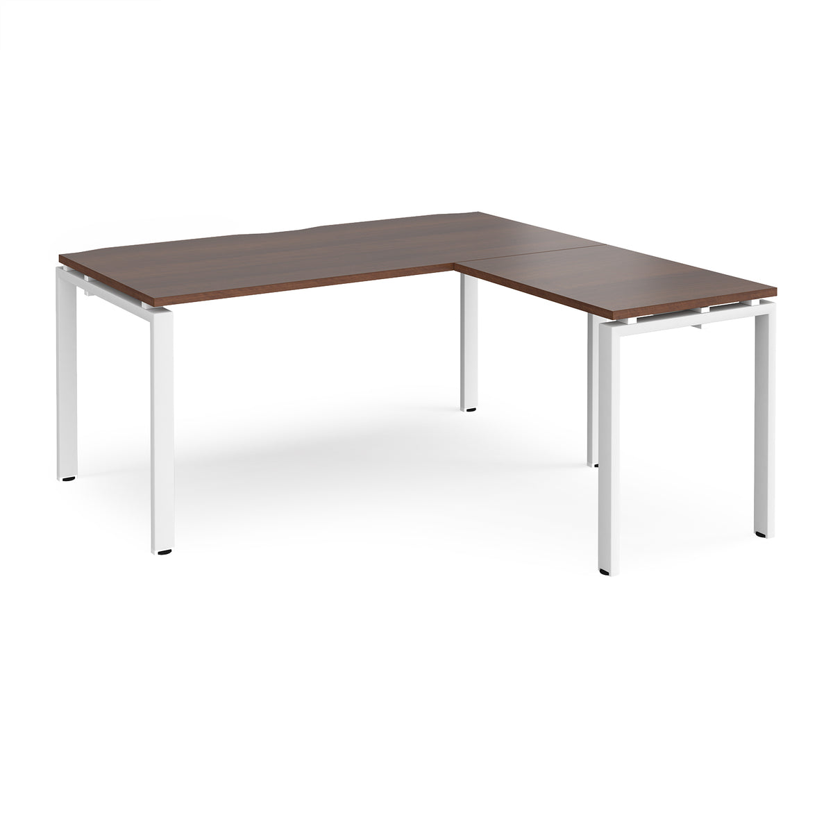 Adapt desk 1600mm x 800mm with 800mm return desk - white frame, Walnut top - view 1