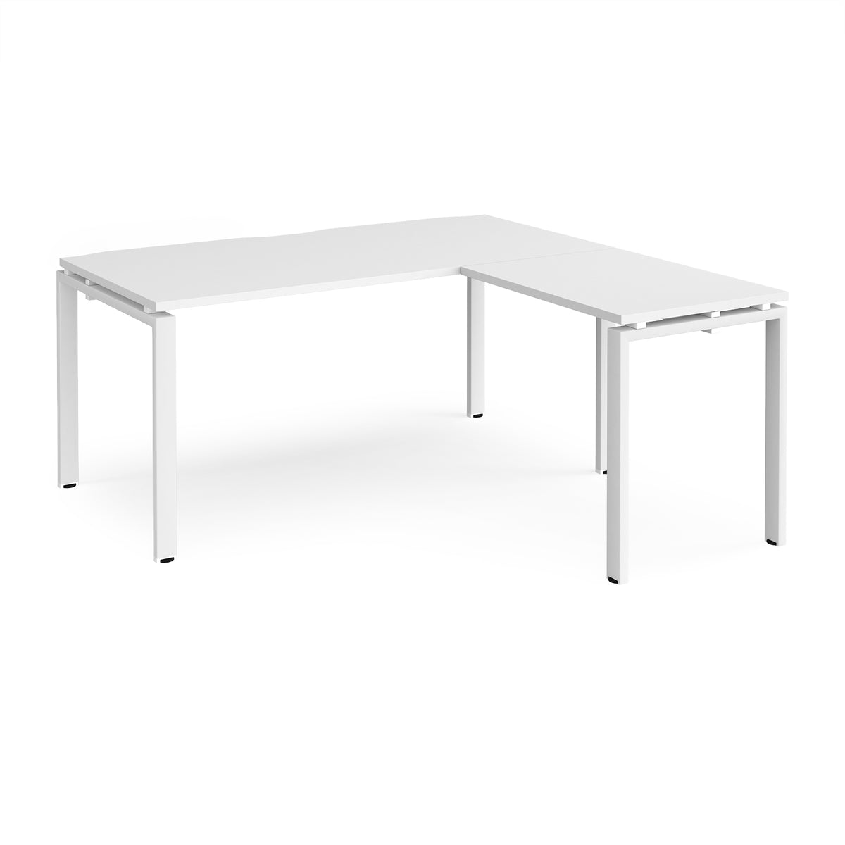 Adapt desk 1600mm x 800mm with 800mm return desk - white frame, White Top - view 1