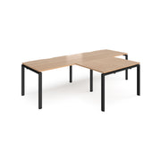 Adapt double straight desks 2800mm x 800mm with 800mm return desks - black frame, Beech top - view 1