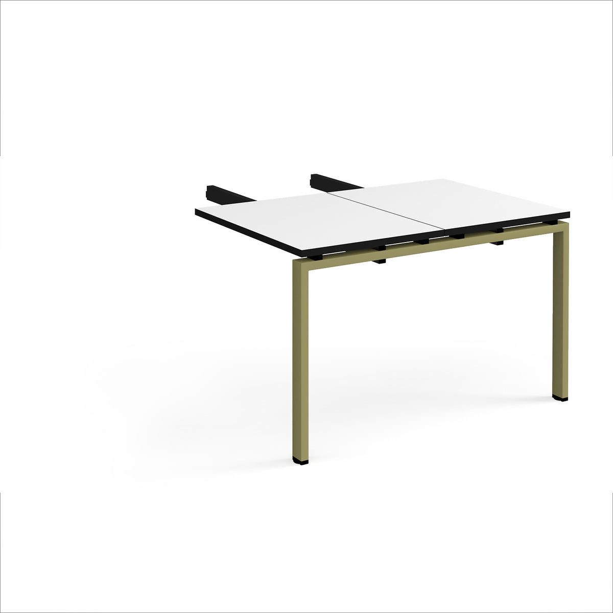 Adapt add on unit double return desk 800mm x 1200mm - green frame, White Top, black edge - view 1