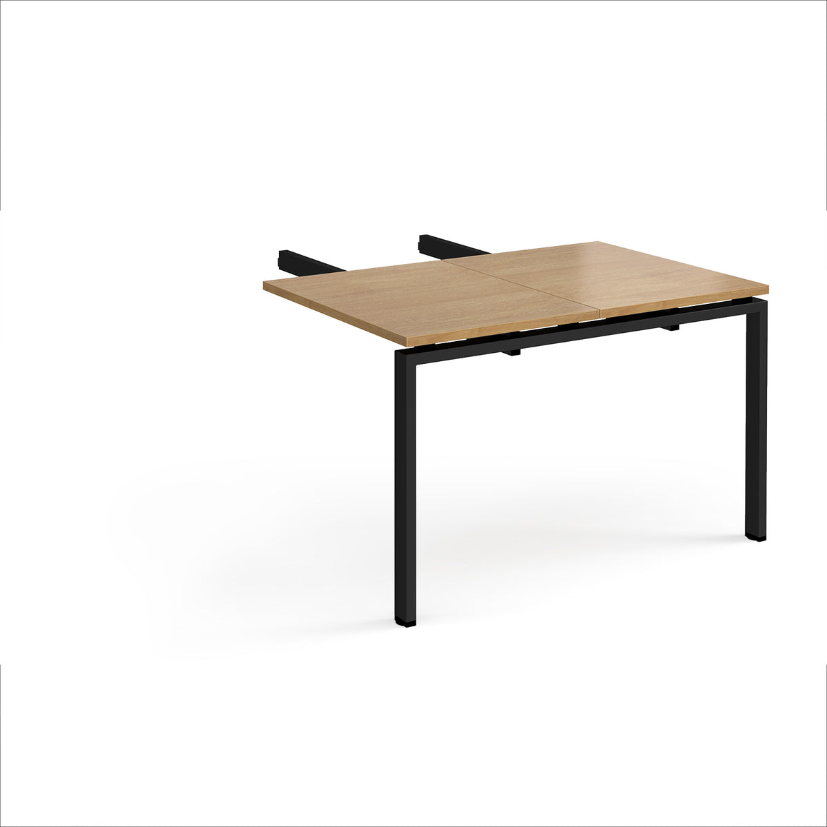 Adapt add on unit double return desk 800mm x 1200mm - black frame, Oak Top - view 1