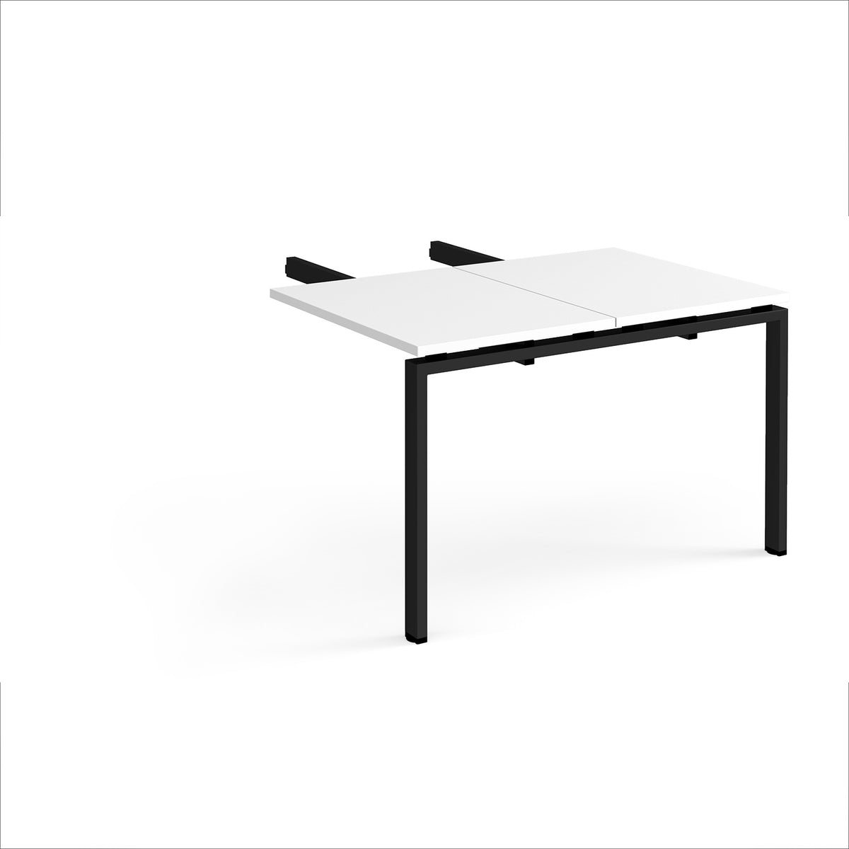 Adapt add on unit double return desk 800mm x 1200mm - black frame, White Top - view 1