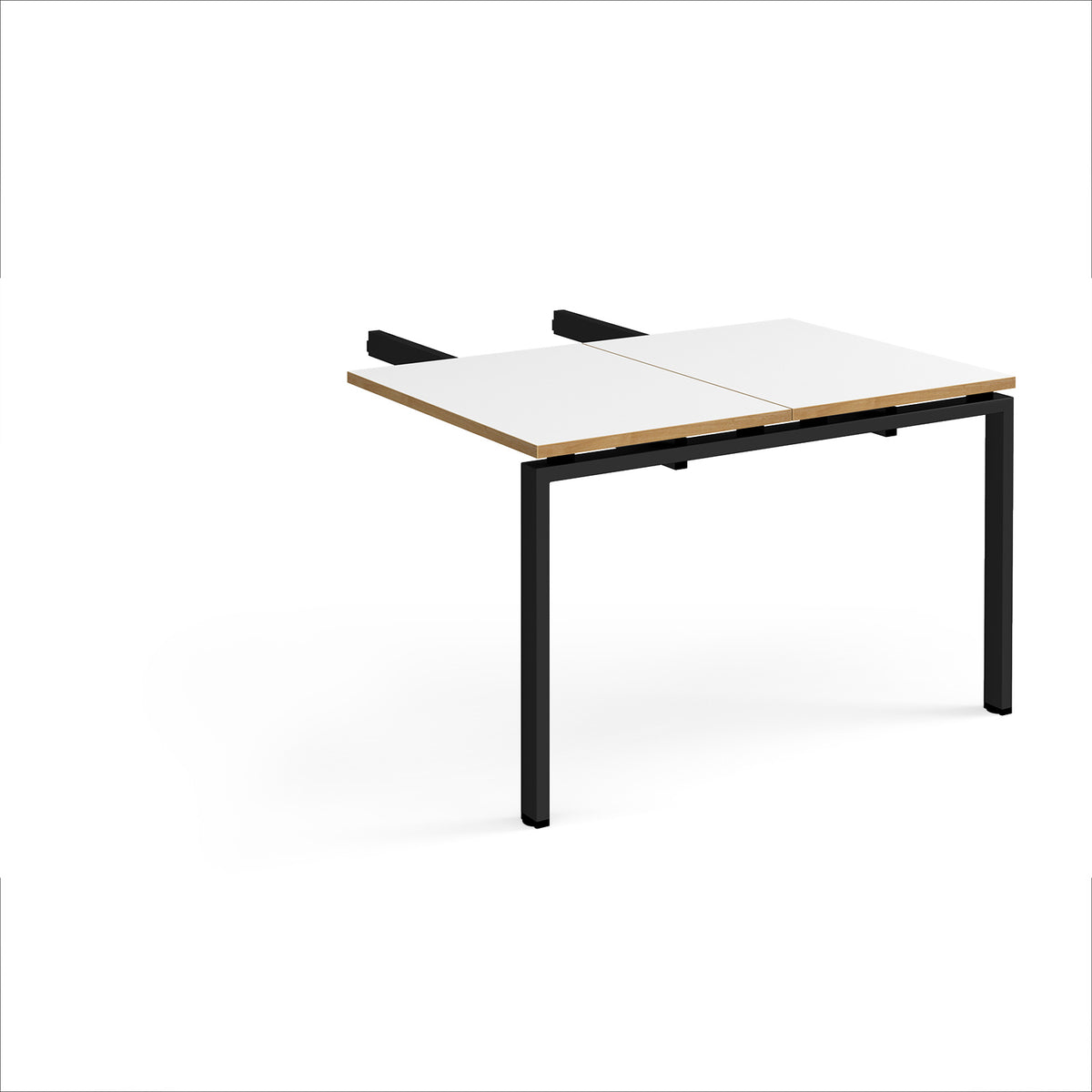 Adapt add on unit double return desk 800mm x 1200mm - black frame, White Top with oak edge - view 1