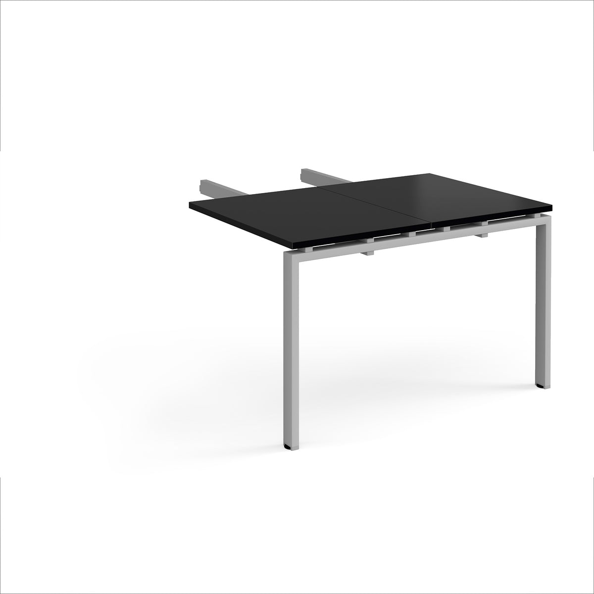 Adapt add on unit double return desk 800mm x 1200mm - silver frame, black top - view 1