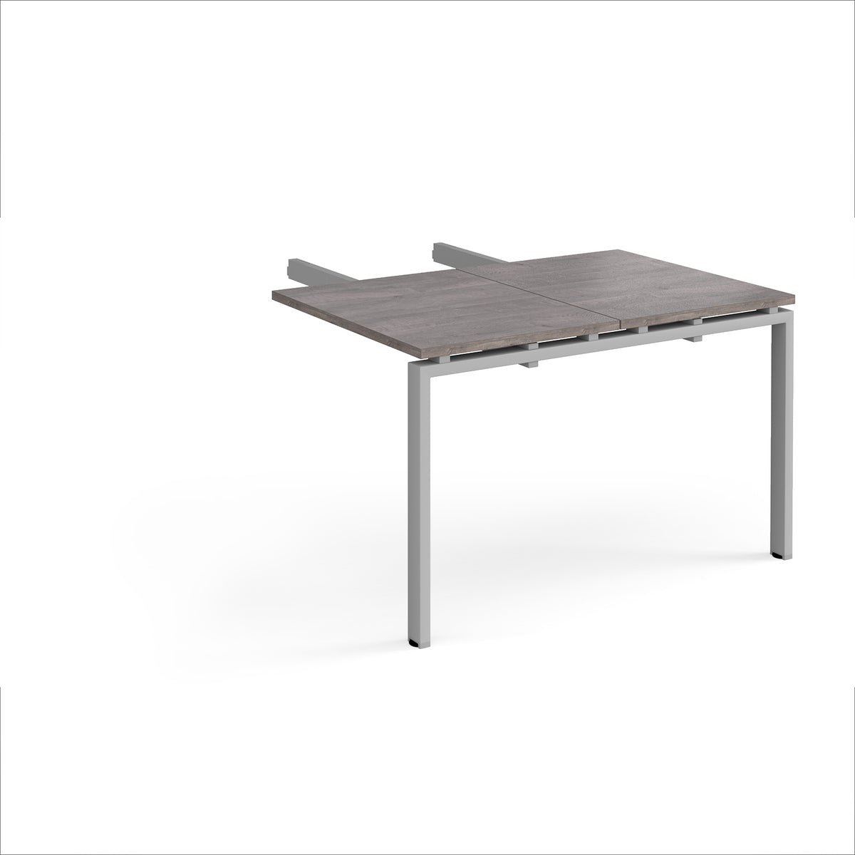 Adapt add on unit double return desk 800mm x 1200mm - silver frame, Grey Oak Top - view 1