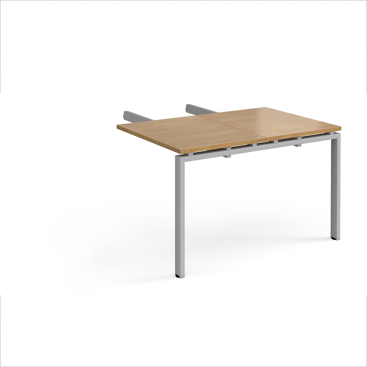 Adapt add on unit double return desk 800mm x 1200mm - silver frame, Oak Top - view 1