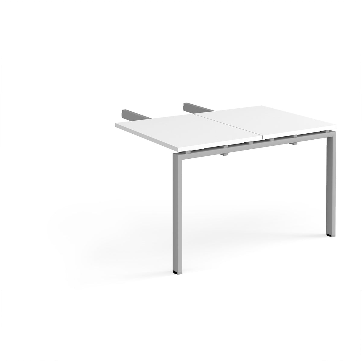 Adapt add on unit double return desk 800mm x 1200mm - silver frame, White Top - view 1