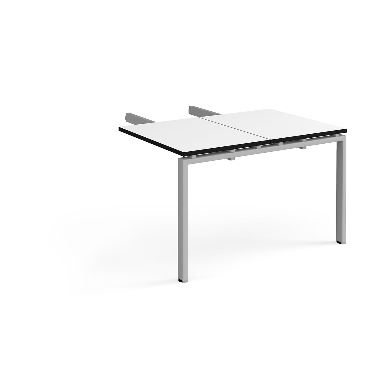 Adapt add on unit double return desk 800mm x 1200mm - silver frame, White Top, black edge - view 1