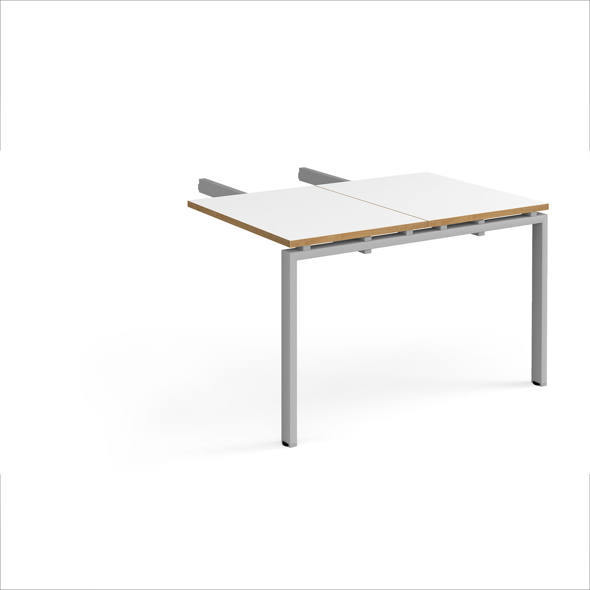 Adapt add on unit double return desk 800mm x 1200mm - silver frame, White Top with oak edge - view 1