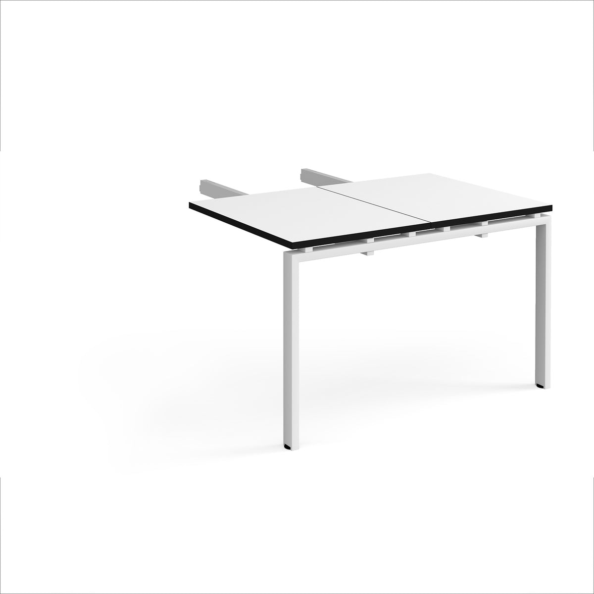 Adapt add on unit double return desk 800mm x 1200mm - white frame, White Top, black edge - view 1