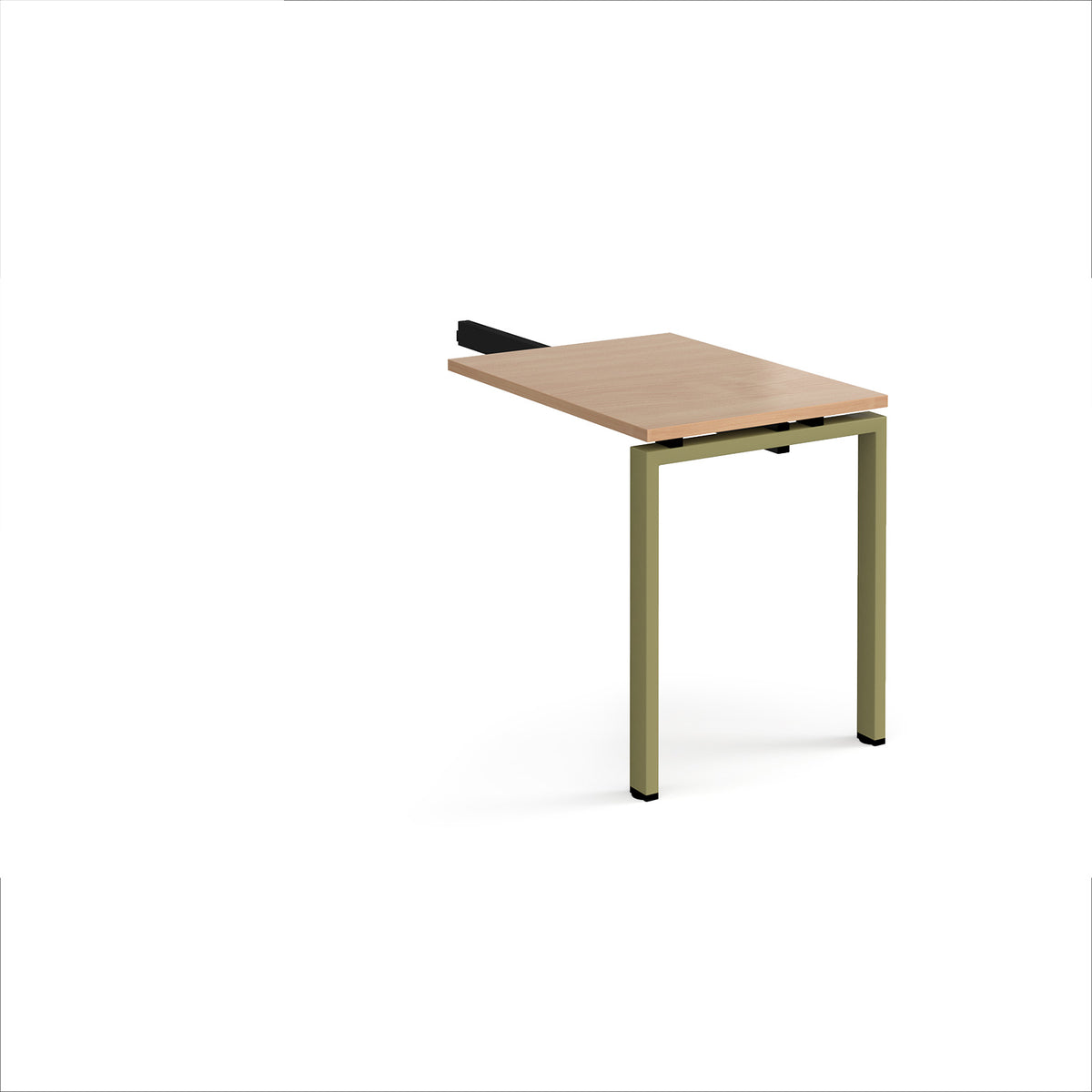 Adapt add on unit single return desk 800mm x 600mm - green frame, Beech top - view 1