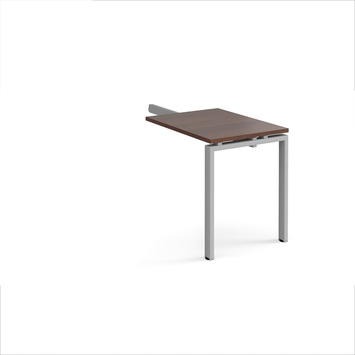 Adapt add on unit single return desk 800mm x 600mm - silver frame, Walnut top - view 1
