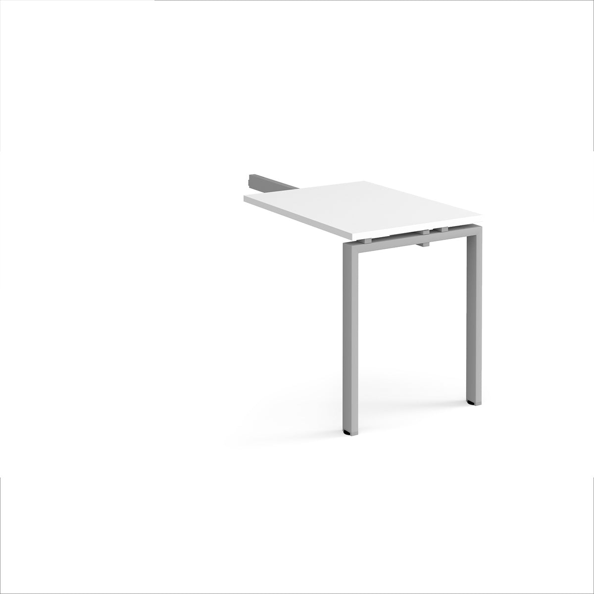 Adapt add on unit single return desk 800mm x 600mm - silver frame, White Top - view 1