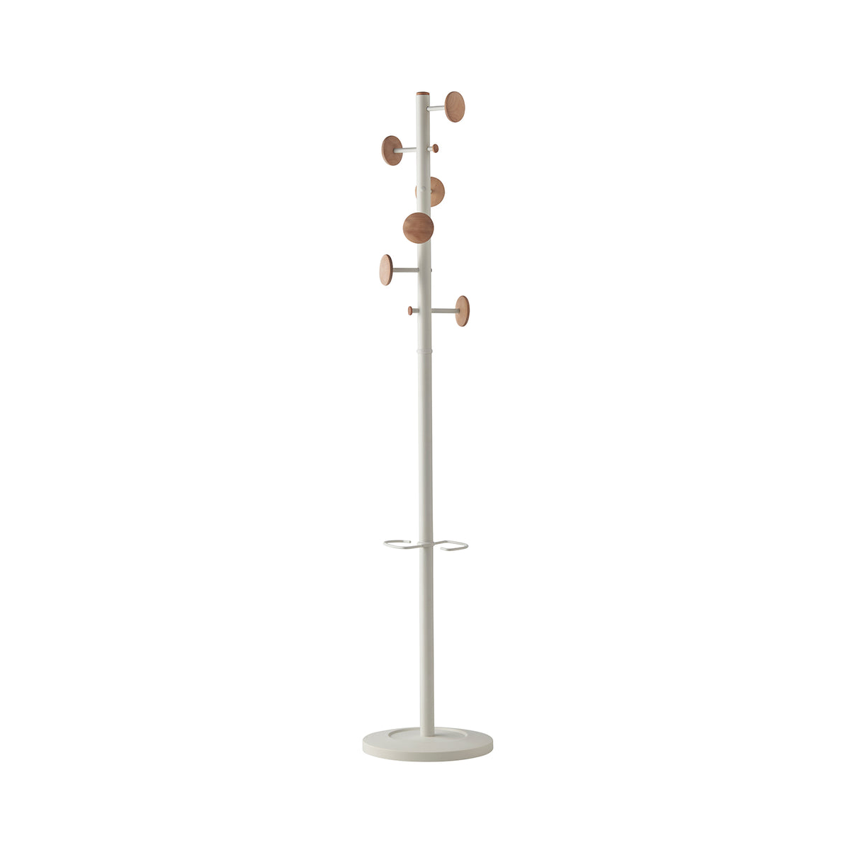 Ersa coat stand with 6 coat hooks and 3 umbrella hooks - White & Oak - view 1