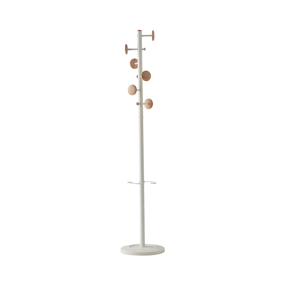 Ersa coat stand with 6 coat hooks and 3 umbrella hooks - White & Oak - view 2