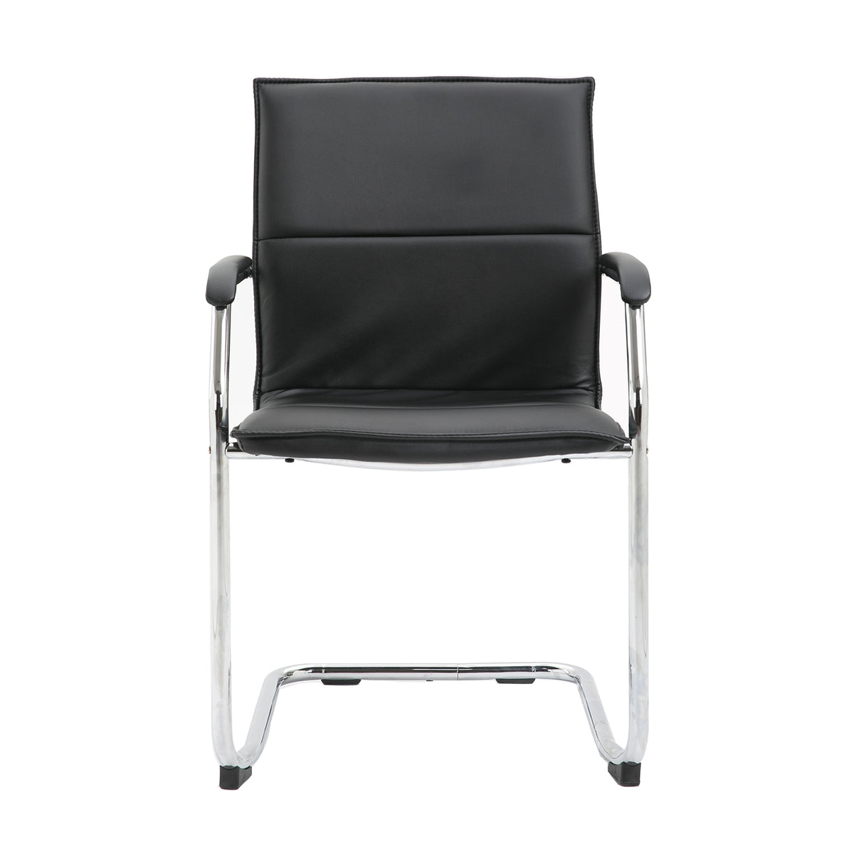 Essen stackable meeting room cantilever chair - black  bonded leather - view 4