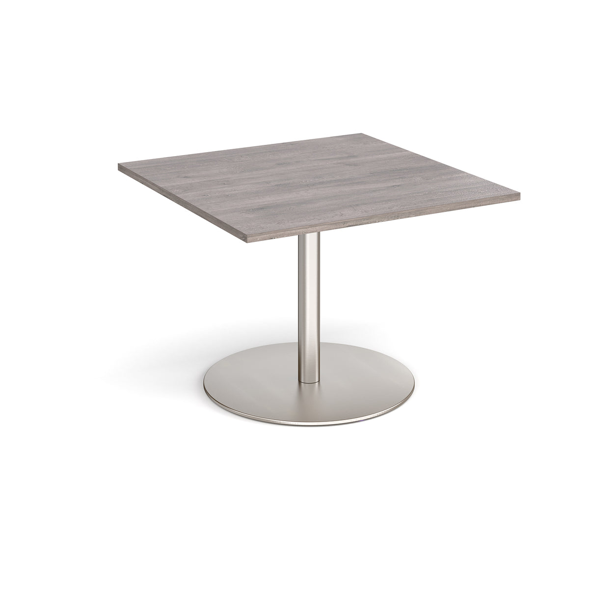 Eternal square extension table 1000mm x 1000mm - brushed steel base, Grey Oak Top - view 1