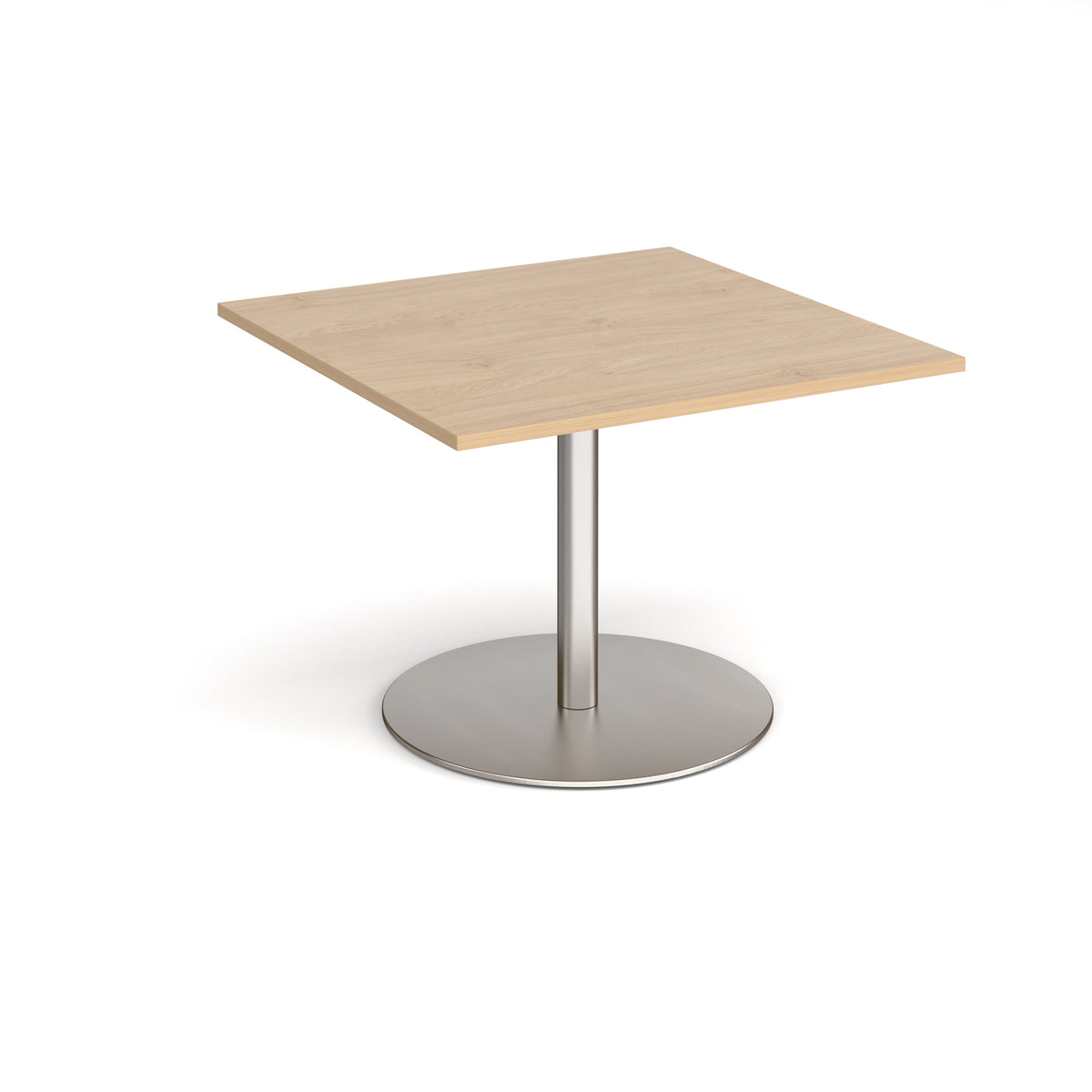 Eternal square extension table 1000mm x 1000mm - brushed steel base, Kendal Oak Top - view 1