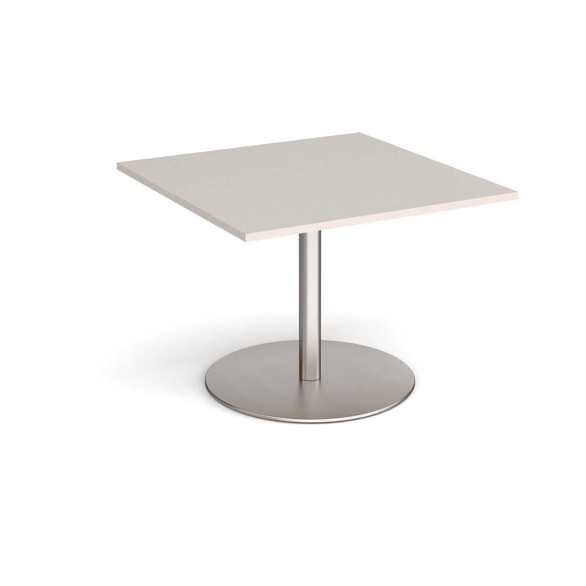 Eternal square extension table 1000mm x 1000mm - brushed steel base, light grey top - view 1