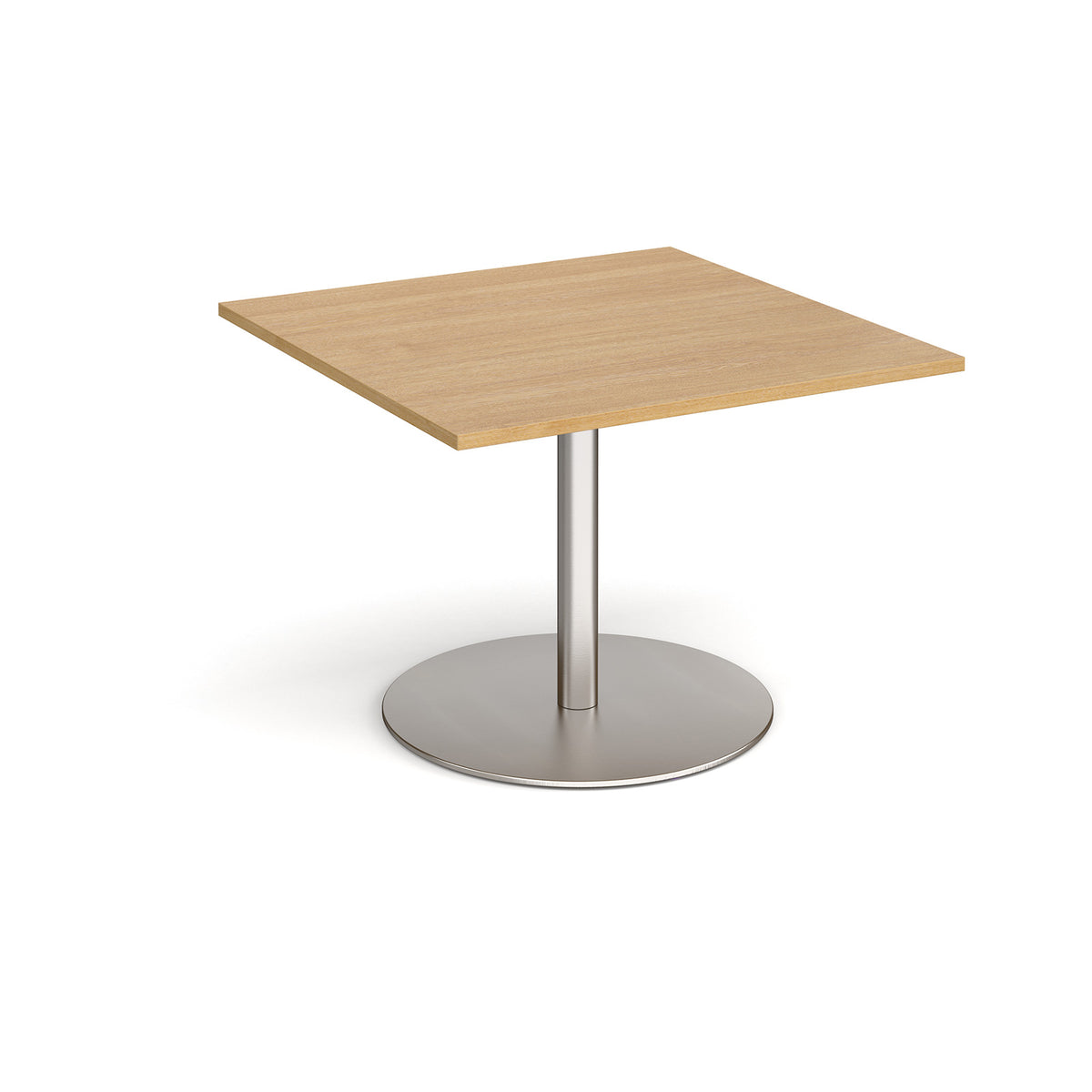 Eternal square extension table 1000mm x 1000mm - brushed steel base, Oak Top - view 1