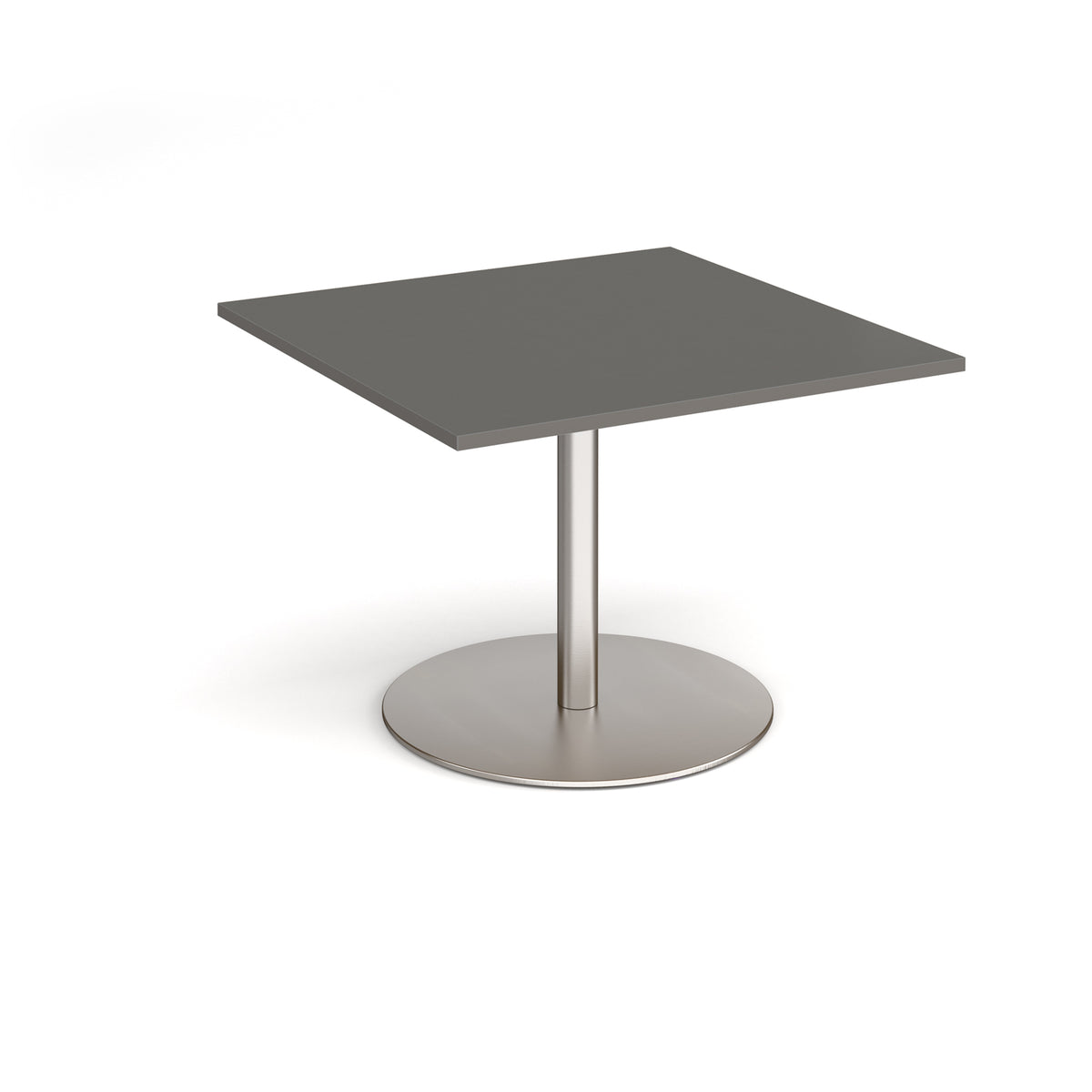 Eternal square extension table 1000mm x 1000mm - brushed steel base, onyx grey top - view 1