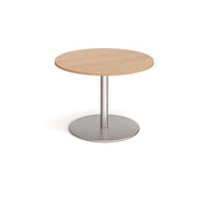 Eternal circular boardroom table 1000mm - brushed steel base, Beech top - view 1