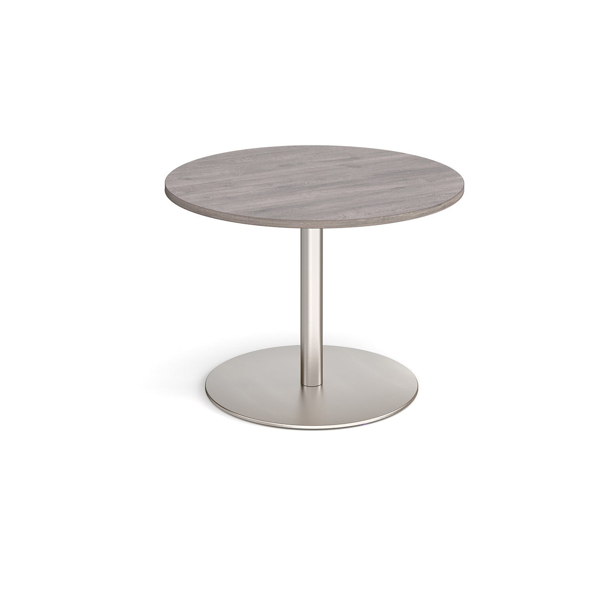 Eternal circular boardroom table 1000mm - brushed steel base, Grey Oak Top - view 1