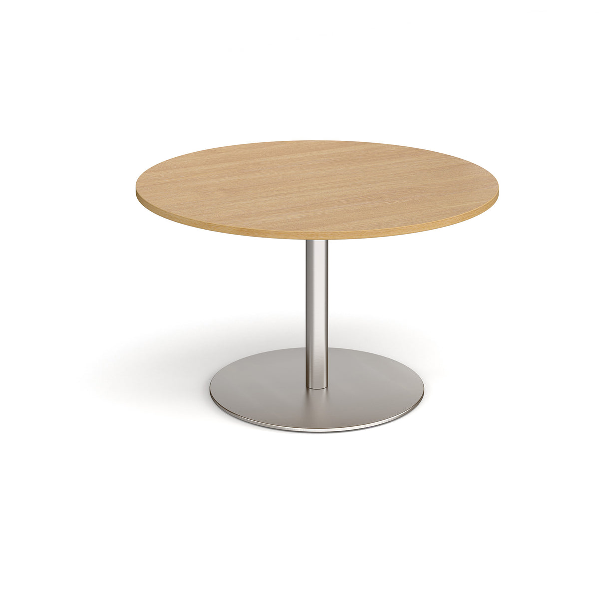 Eternal circular boardroom table 1200mm - brushed steel base, Oak Top - view 1