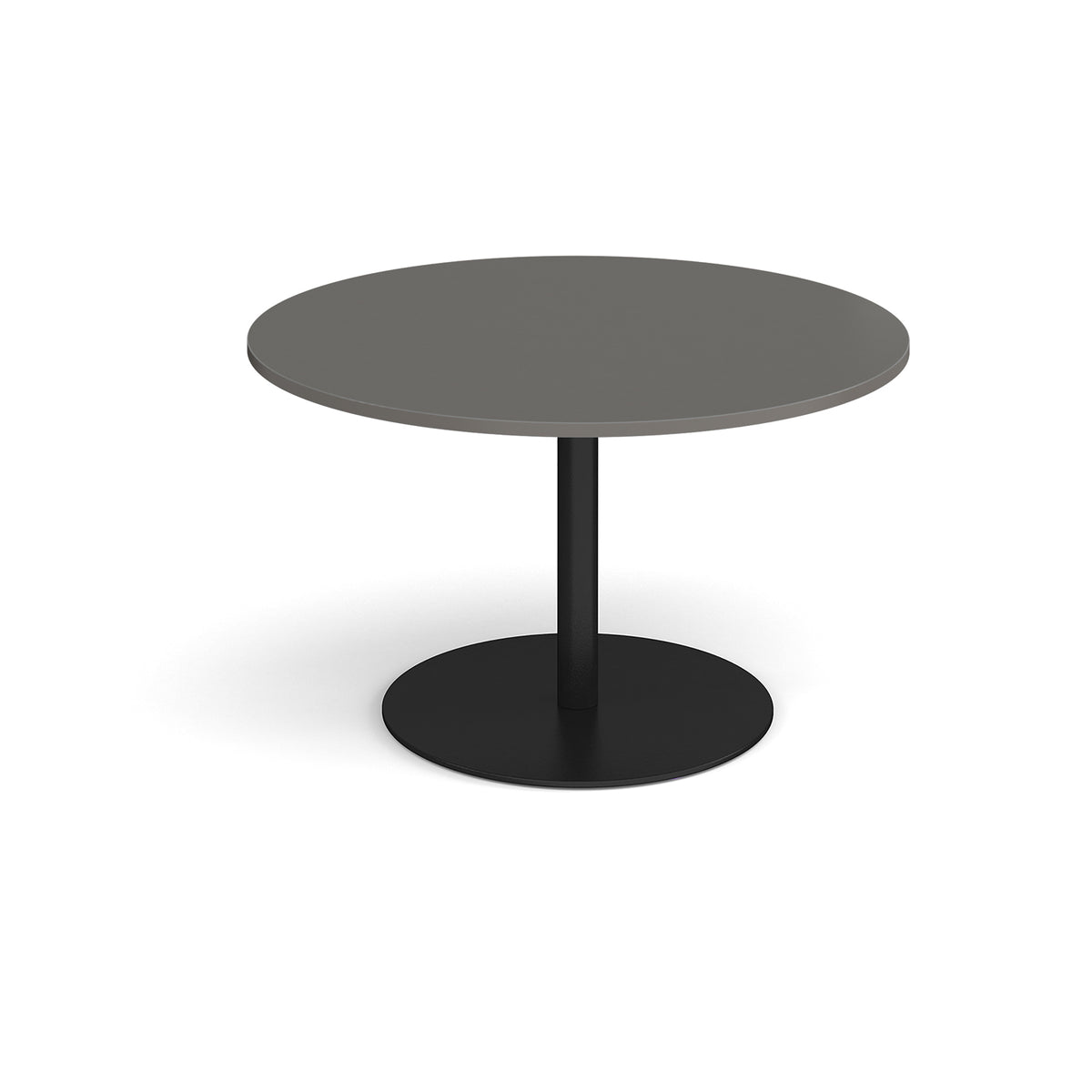 Eternal circular boardroom table 1200mm - black base, onyx grey top - view 1