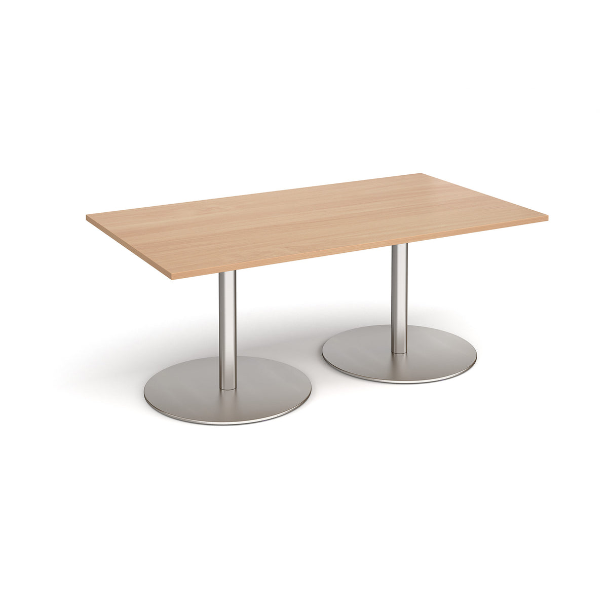 Eternal rectangular boardroom table 1800mm x 1000mm - brushed steel base, Beech top - view 1