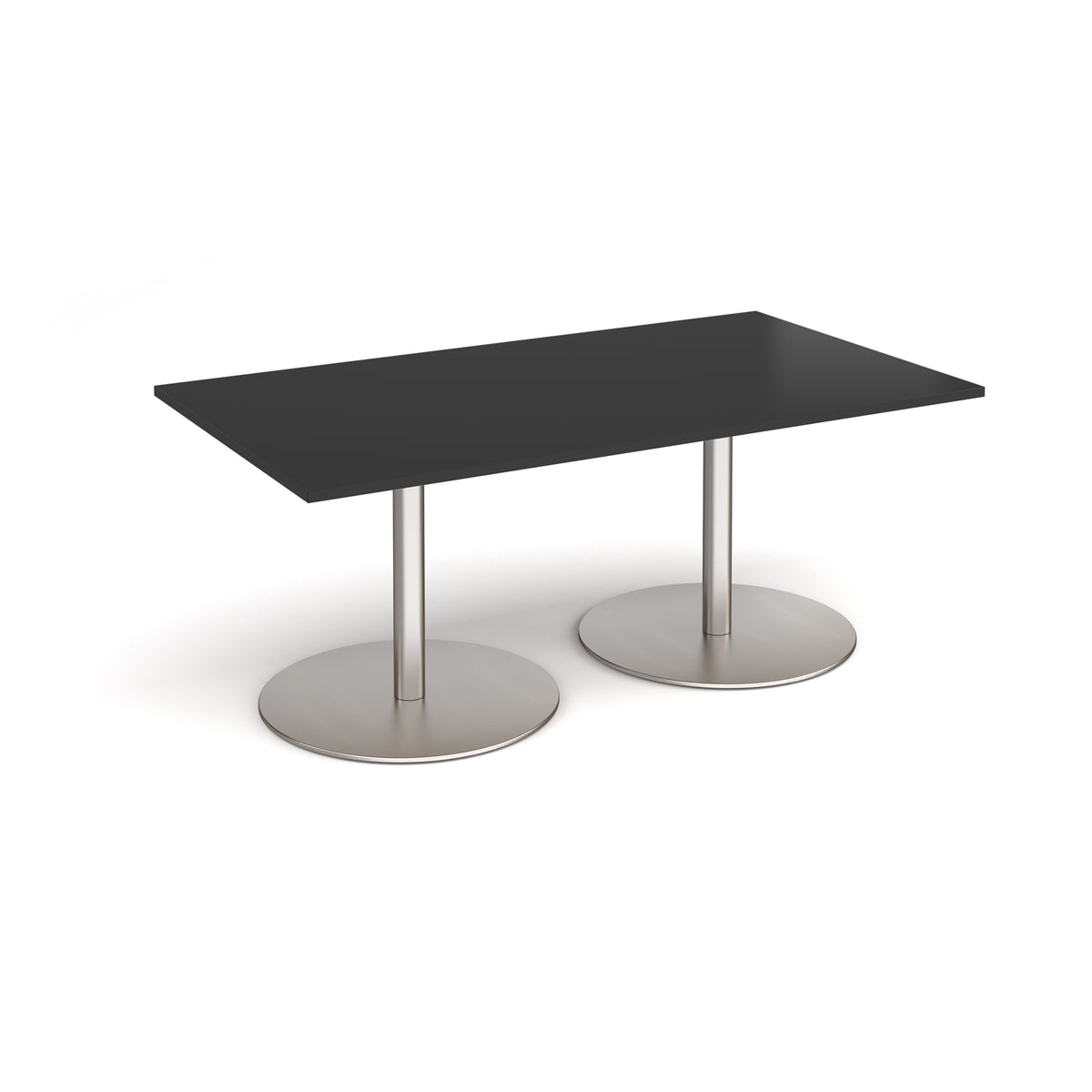 Eternal rectangular boardroom table 1800mm x 1000mm - brushed steel base, black top - view 1