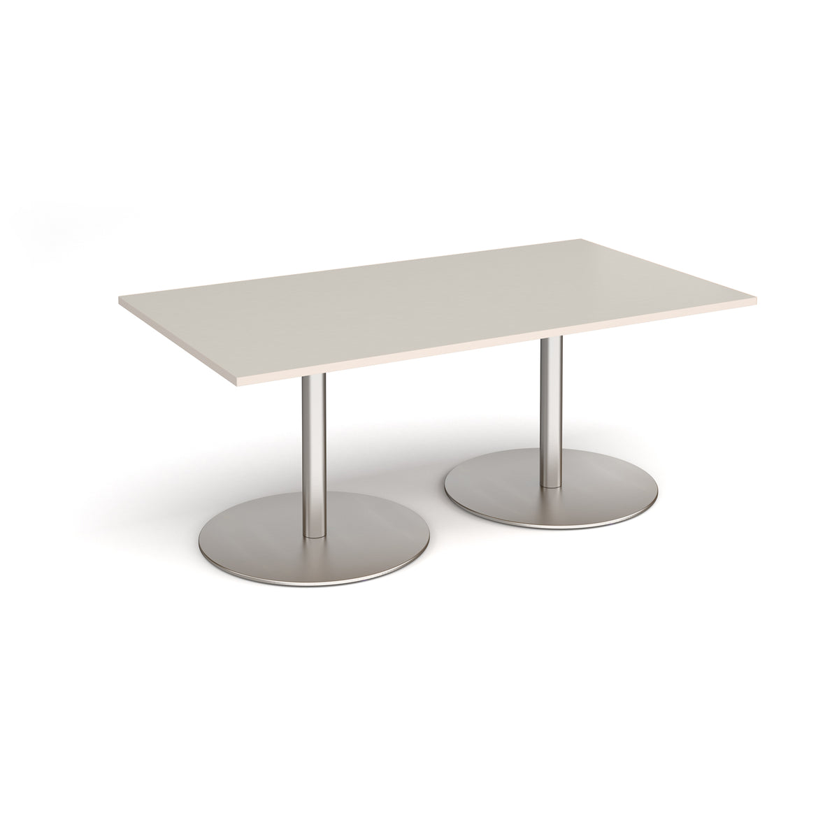 Eternal rectangular boardroom table 1800mm x 1000mm - brushed steel base, light grey top - view 1