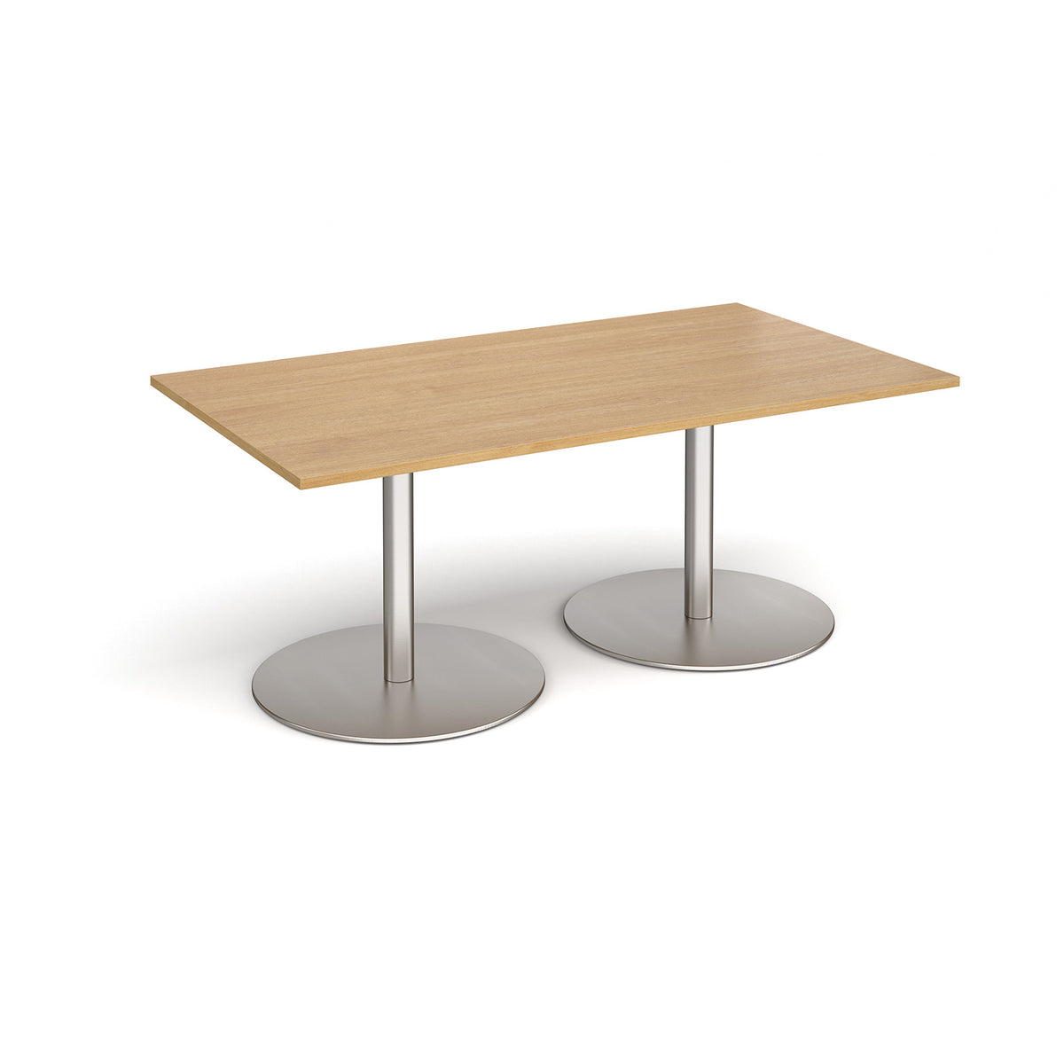 Eternal rectangular boardroom table 1800mm x 1000mm - brushed steel base, Oak Top - view 1