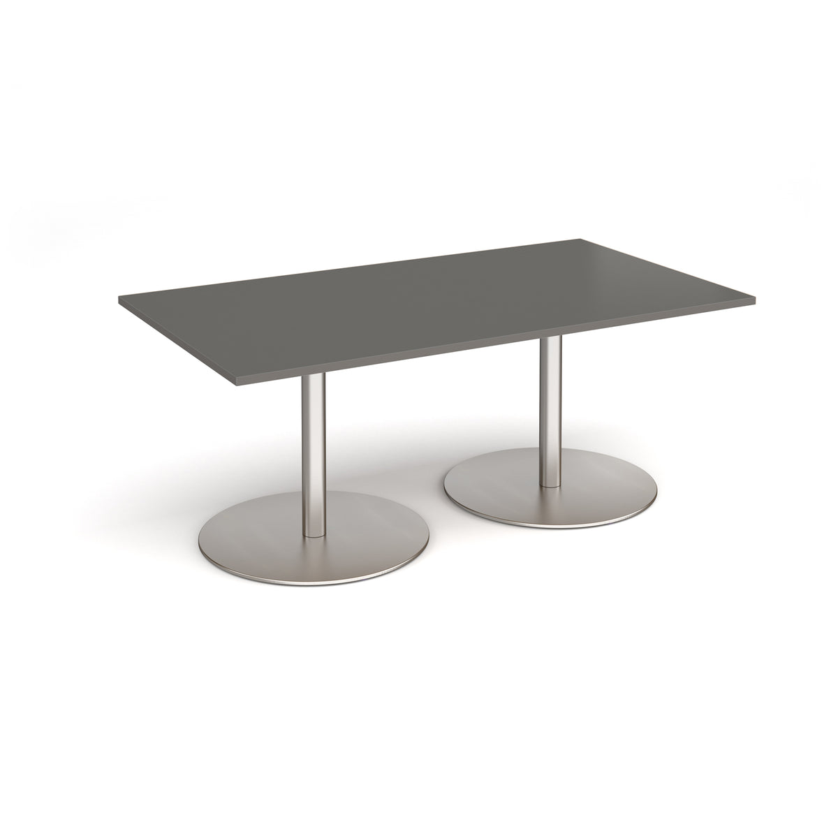 Eternal rectangular boardroom table 1800mm x 1000mm - brushed steel base, onyx grey top - view 1