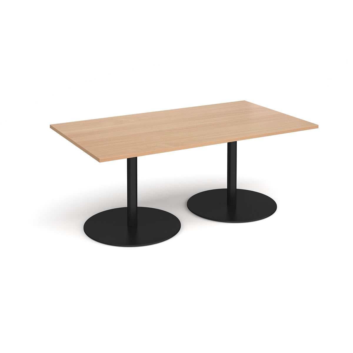 Eternal rectangular boardroom table 1800mm x 1000mm - black base, Beech top - view 1
