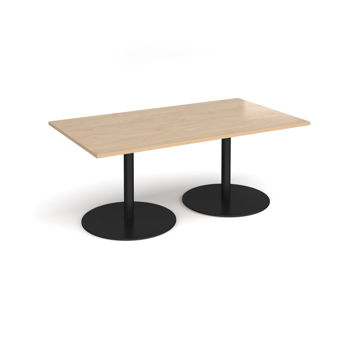 Eternal rectangular boardroom table 1800mm x 1000mm - black base, Kendal Oak Top - view 1