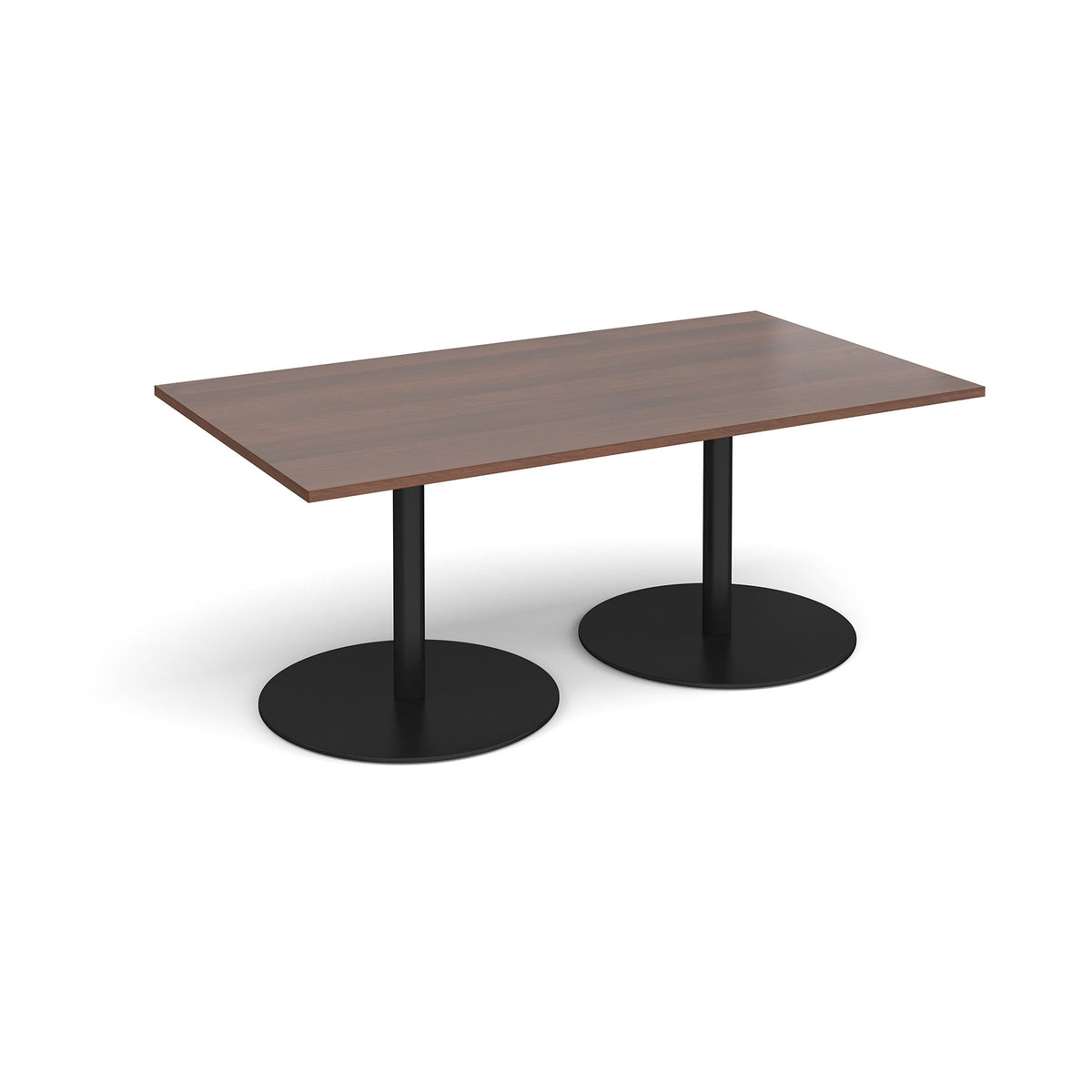 Eternal rectangular boardroom table 1800mm x 1000mm - black base, Walnut top - view 1