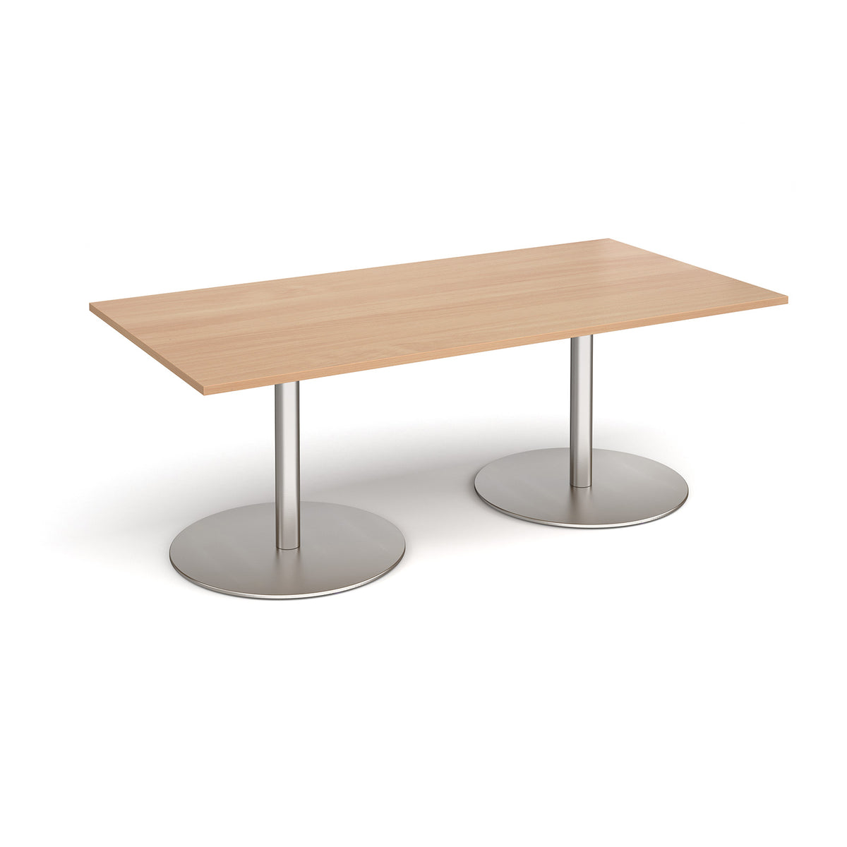 Eternal rectangular boardroom table 2000mm x 1000mm - brushed steel base, Beech top - view 1