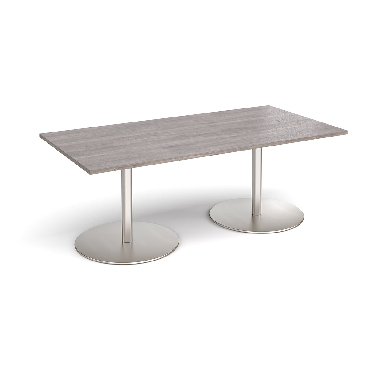 Eternal rectangular boardroom table 2000mm x 1000mm - brushed steel base, Grey Oak Top - view 1