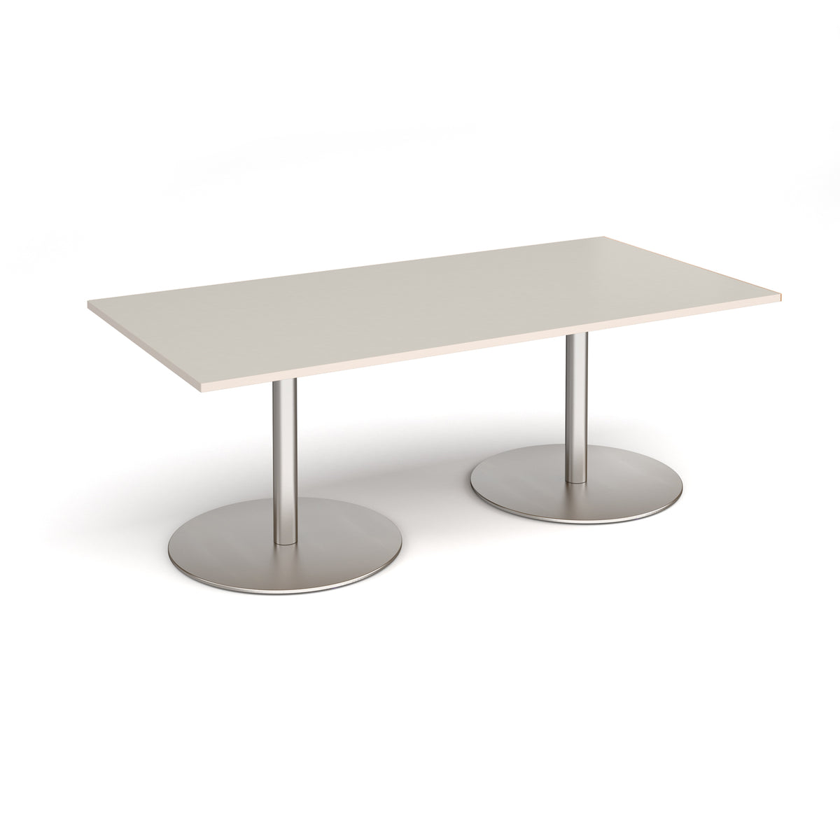 Eternal rectangular boardroom table 2000mm x 1000mm - brushed steel base, light grey top - view 1
