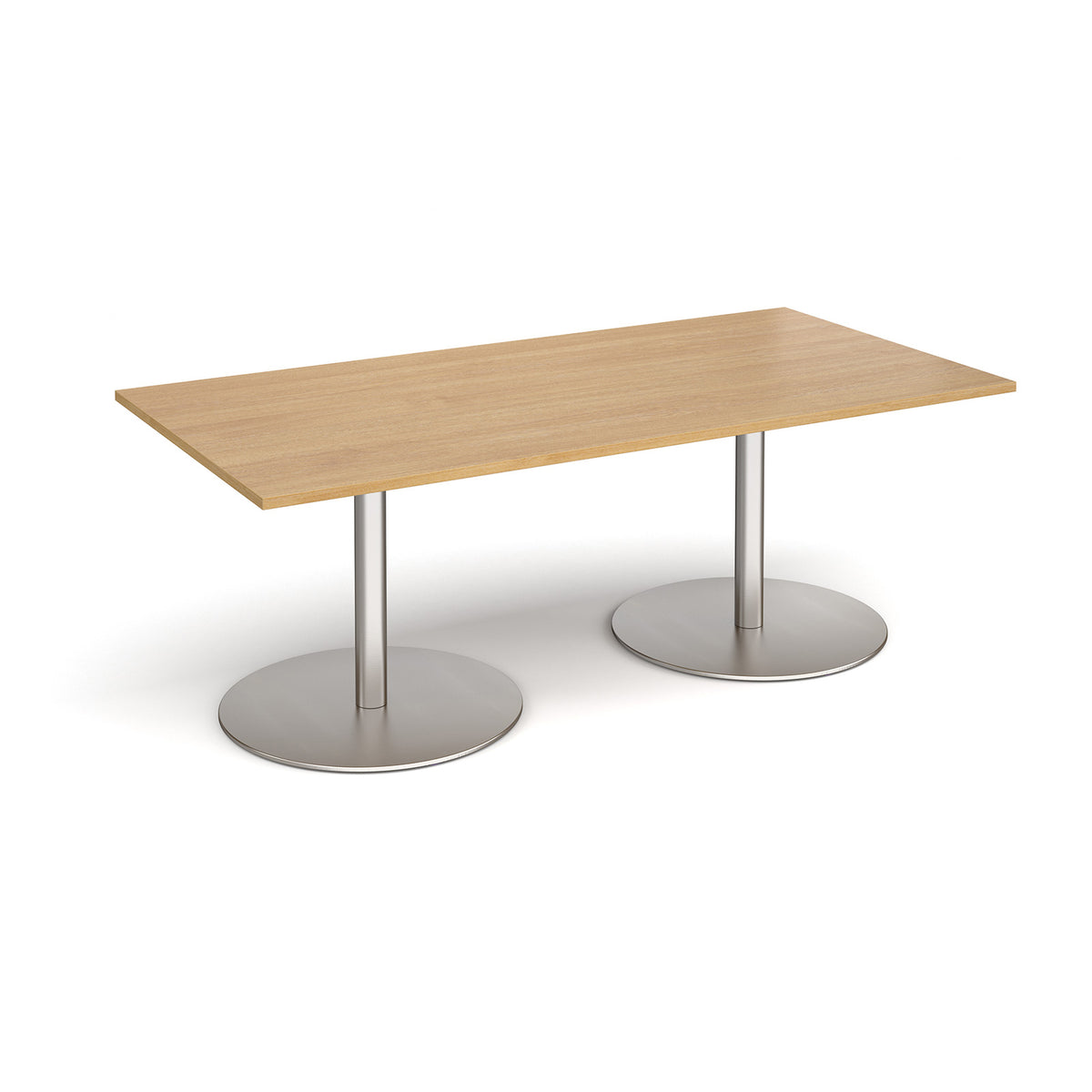Eternal rectangular boardroom table 2000mm x 1000mm - brushed steel base, Oak Top - view 1